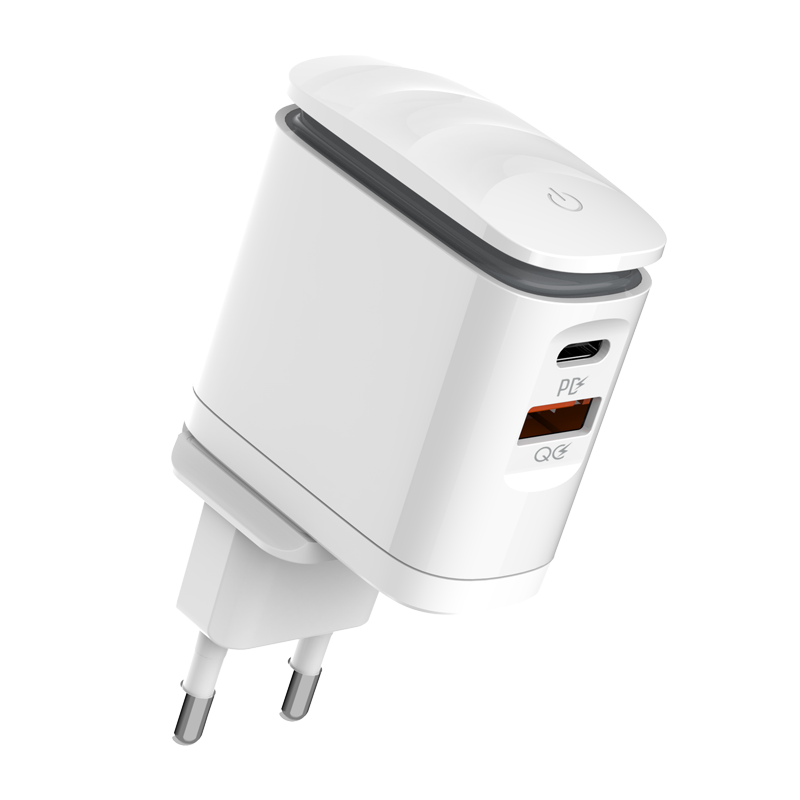 C107-CL Fast  Charger with Night Lamp 25W with Type-C to Lightning Cable